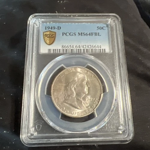 1949-D 50C Franklin Half Dollar MS64 FBL PCGS GOLD SHIELD