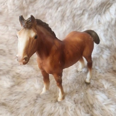 Breyer Brown & White Horse Plastic Figurine Model Collectible Animal Decor