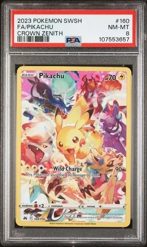 2023 POKEMON - SWORD & SHIELD - CROWN ZENITH -  #160 - PIKACHU - PSA 8