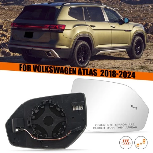 For Volkswagen Atlas 2018-2024 Heated Mirror Glass W/ Blind Spot Right Passenger