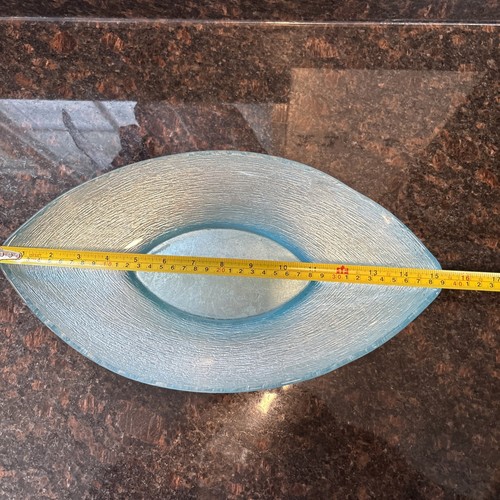 Sliver Blue Glass Luster Oval Serving Bowl Floral Decorative Luster 15.5โ๐ - Picture 11 of 13