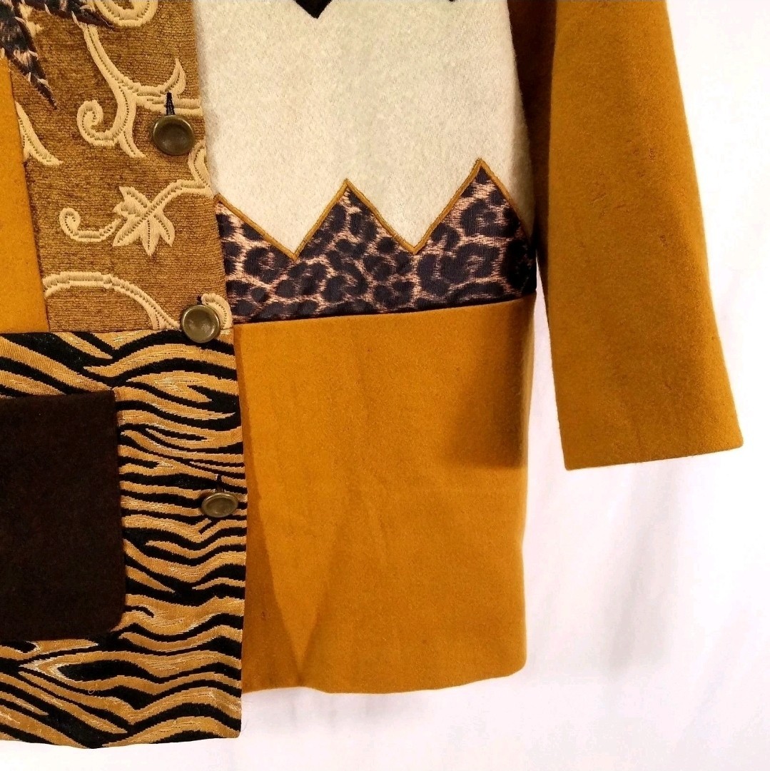 Indigo Moon Wool Blend Patchwork Animal Print Jac… - image 3