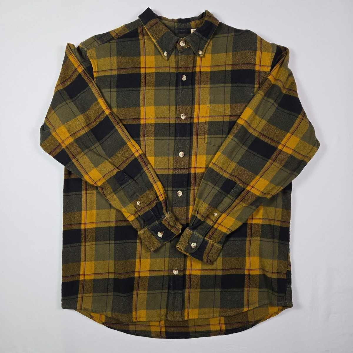 RedHead Brand Co. Plaid Flannel Shirt L Mustard Olive Gorpcore