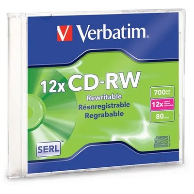 Verbatim 95156 700MB 80-Minute 4x-12x High-Speed Branded CD-RWs, 10 pk