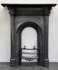 Original Restored Antique Cast Iron Victorian Fireplace Small Bedroom (AF300)