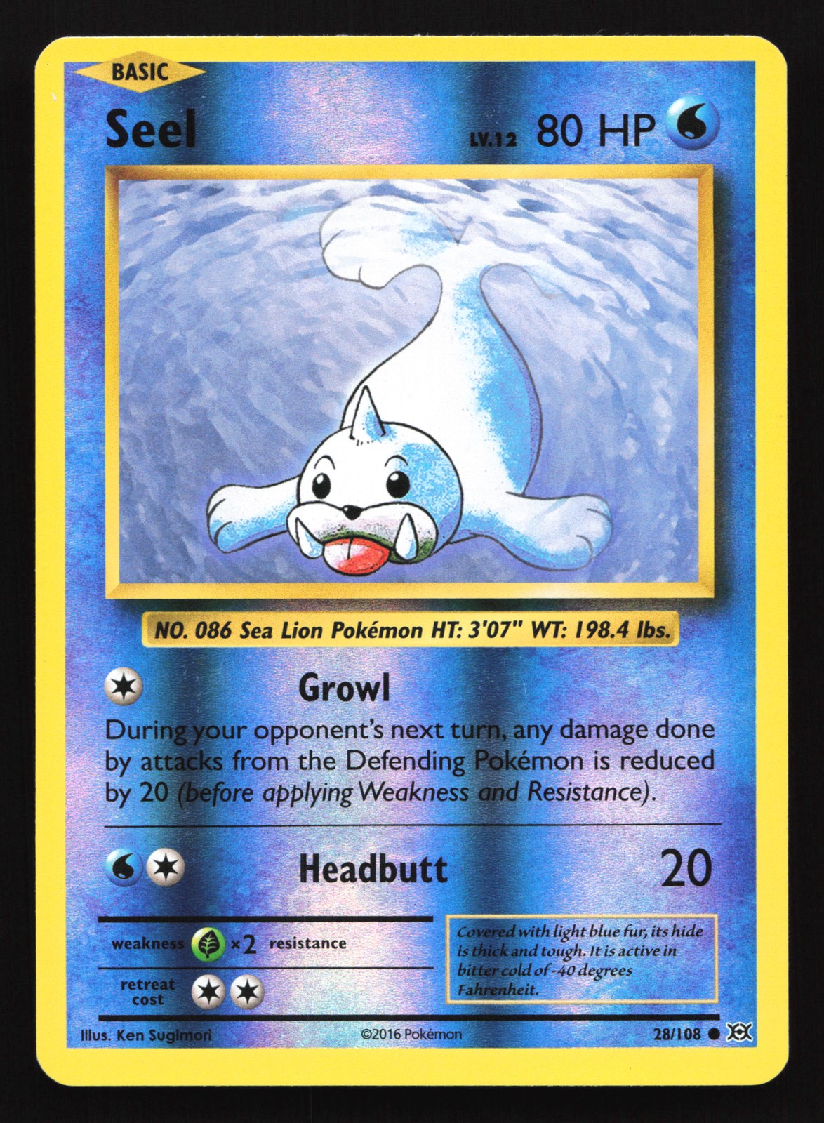Seel 28/108 XY - Evolutions Reverse Holo Common Pokemon Card