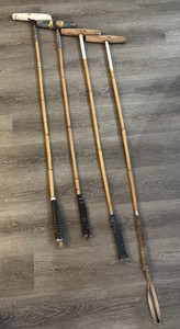 (4) Antique Vintage Bamboo Riding Equestrian Polo Mallets Decor Rare