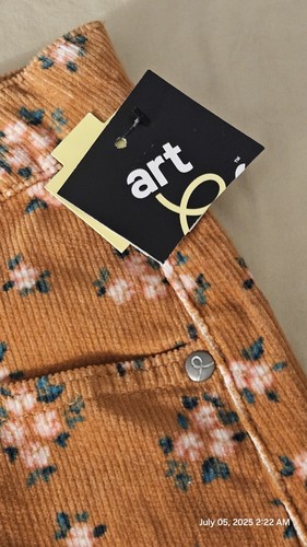 NWT Art Class Girls Corduroy Skirt Adjustable Waist Peach Floral XXL 18 - Picture 13 of 14