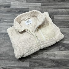 Athleta Girl L/12 Sherpa Fleece Full Zip Jacket Cream White Teddy 100% Poly