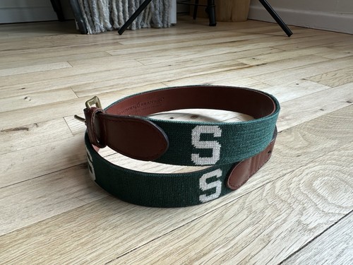 Michigan State Spartans Smathers & Branson needlepoint belt 32"