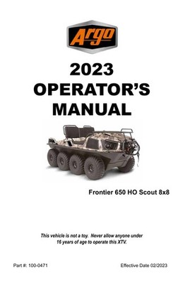 2023 Argo Frontier 650 HO Scout 8x8 Maintenance and Operator´s Manual (Reprint)