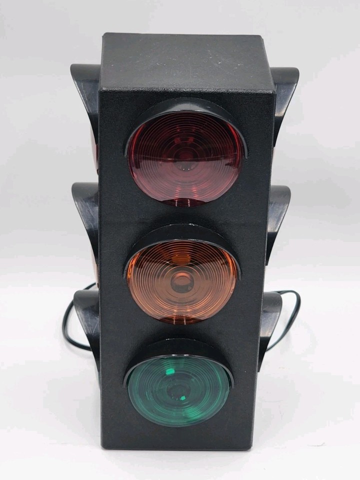 A 12-inch tabletop novelty traffic stop light with actual flashing sequences — ridiculous, functional, and perfect for a desk or game room.