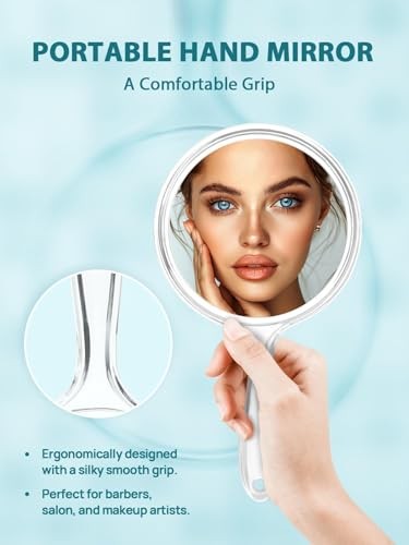 Hand Mirror, Double-Sided 1X/5X Magnifying Mirror with Handle, Acrylic, 8.3" L - Picture 5 of 8
