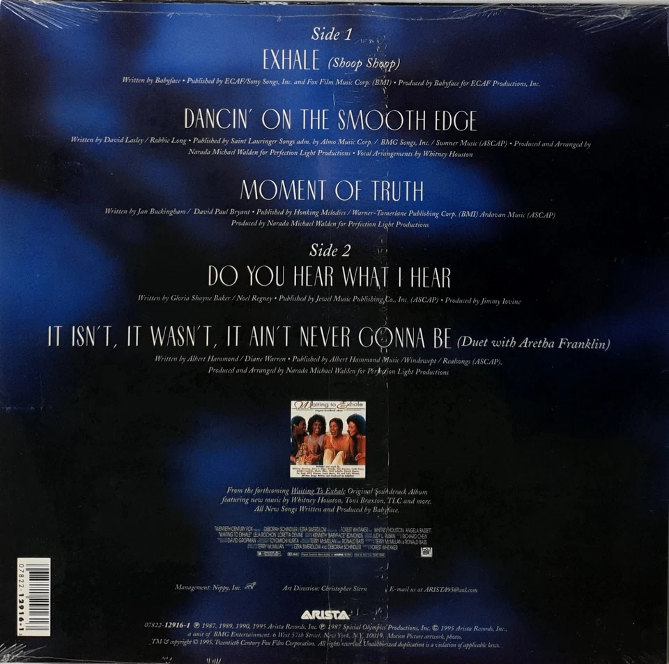 Whitney Houston - Exhale (Shoop Shoop) 12" Single 1995 Arista USA 07822-12916-1 - Image 2 of 2