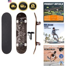 Professional Double Kick Skateboard, 31 inch Maple Deck, ABEC-9 Bearings, 95A...