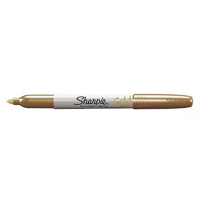 Sharpie 1823889 Permanent Marker, Metallic Gold, Fine Tip, Capped, 12 Pk
