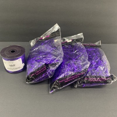 Lot of 4: 3 Bags Purple Metallic Gitterwrap Shred & 1 Curling Ribbon New Years