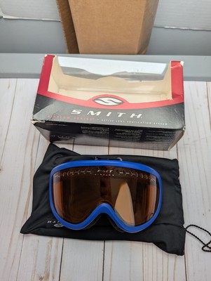 Smith PMT Airflow Snow Ski Goggles Amber Lens Blue Frame w/bag Adjustable
