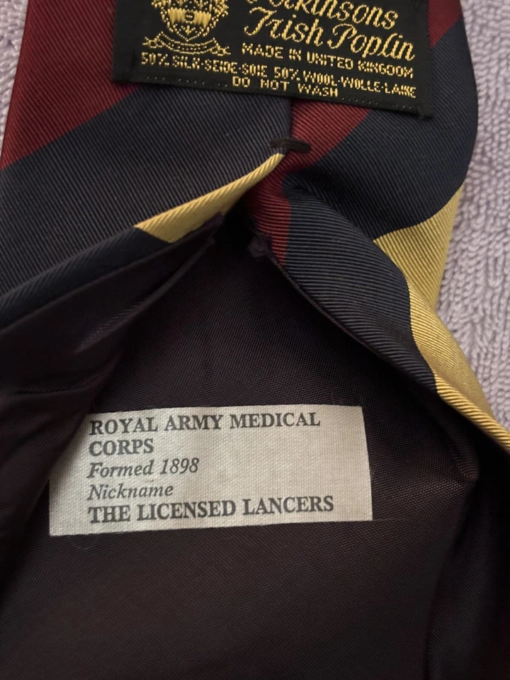 Corbata de popelina irlandesa real Atkinson’s rayas de seda/lana 3 5/8" de ancho x 56" de ancho Irlanda nueva sin etiquetas Foto 2 de 4