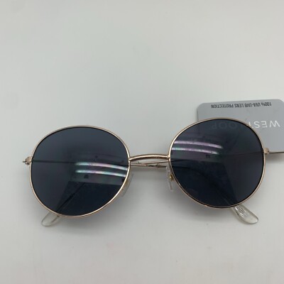 WEST LOOP Unisex Gold Round Sunglasses FF 20 16 GLD FWG Clear Earpieces