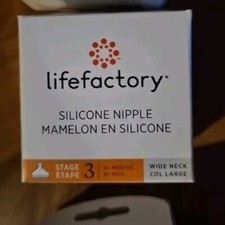 Lifefactory Stage 3 6 Months Wide Neck Silicone Nipple, 1-Pack,Clear,LG8636