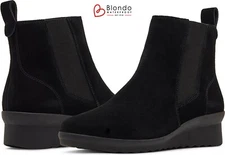 BLONDO WOMEN NIB $150 STRINGER WATERPROOF BLACK SUIDE WEDGE BOOTIE. SIZE 7.5 M