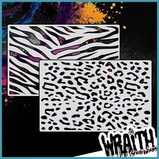 Zebra Leopard Pattern Set - Reusable Airbrush Stencil Template