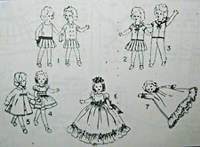 PATTERN for 12"" VINTAGE VINYL SHIRLEY DOLLS -7 OUTFITS SAILOR SUIT