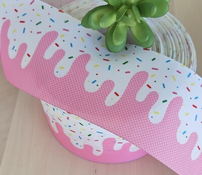 5/8, 7/8, 1.5, 2 & 3  (1 YD) Sprinkles Grosgrain Ribbon Ice Cream Sprinkles Cake
