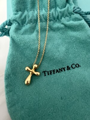 $1,000 Tiffany & Co Elsa Peretti 18K Yellow Gold 12mm Cross