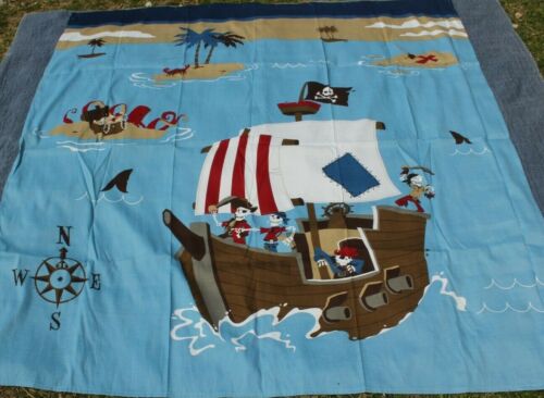 Circo Pirate Ship Fabric Shower Curtain 72" Blue Cartoon Boys Fun Ocean Voyage - 第 1/5 張圖片