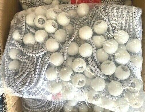 100pcs 9" White Ball Bungee Bungie Cord Super Duty Canopy Tarp Tie Downs Straps