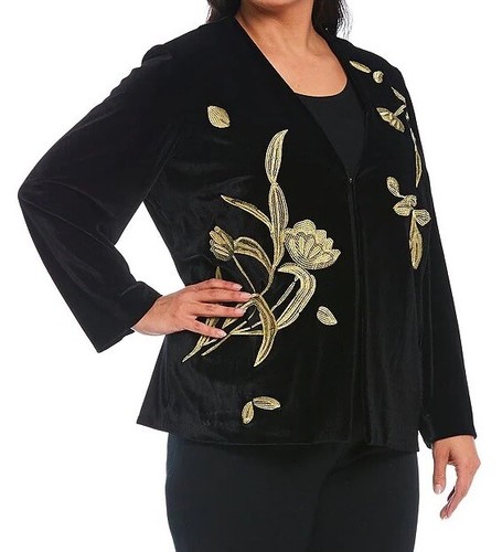 MING WANG VELVET JACKET EMBROIDERED 