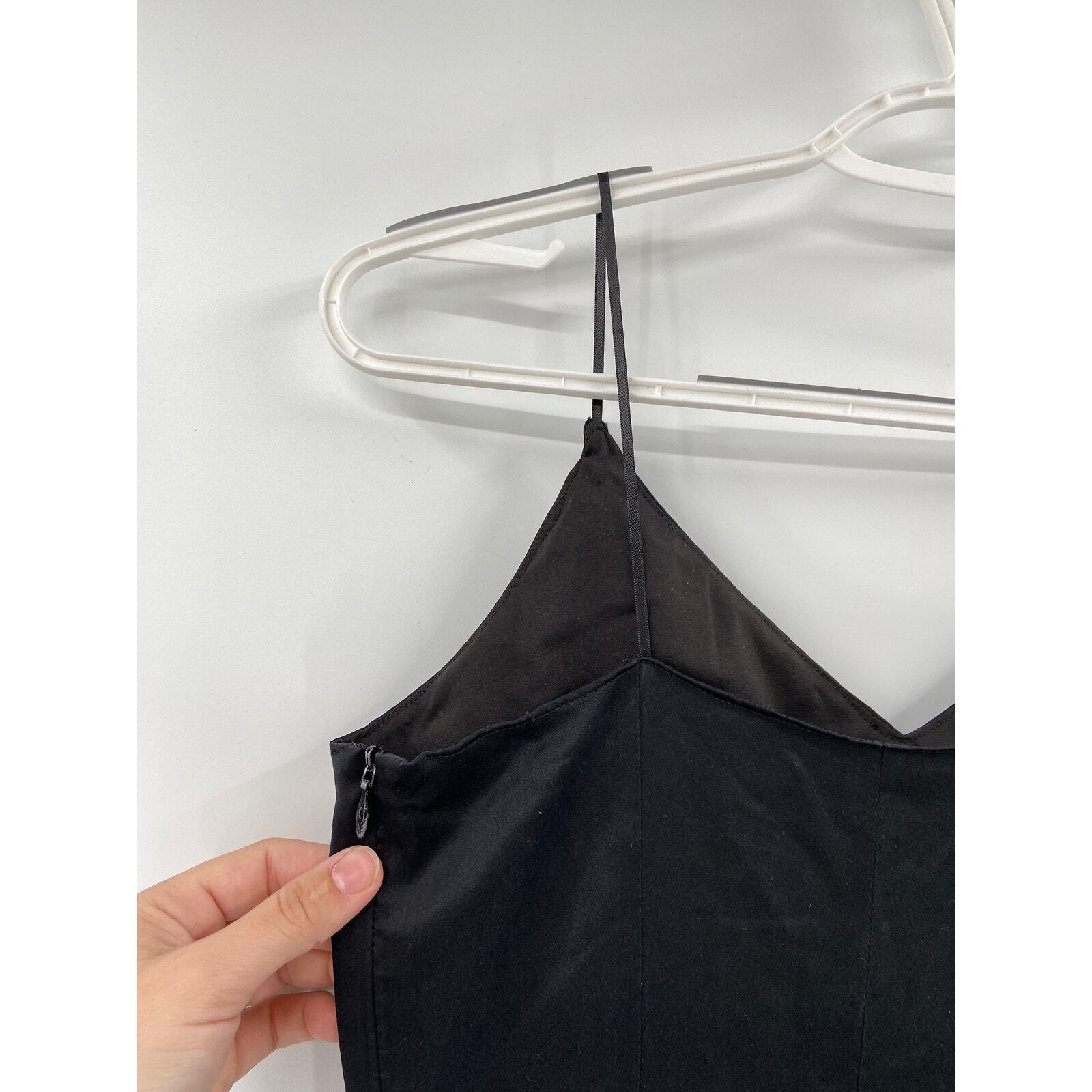 Caroline Constas Solid Black Satin Ruffled Sleeve… - image 6