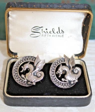 Vintage SWANK Goth Winged Dragons Cuff Links Silver Tone