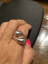 Teardrop sterling silver ring, size 7.