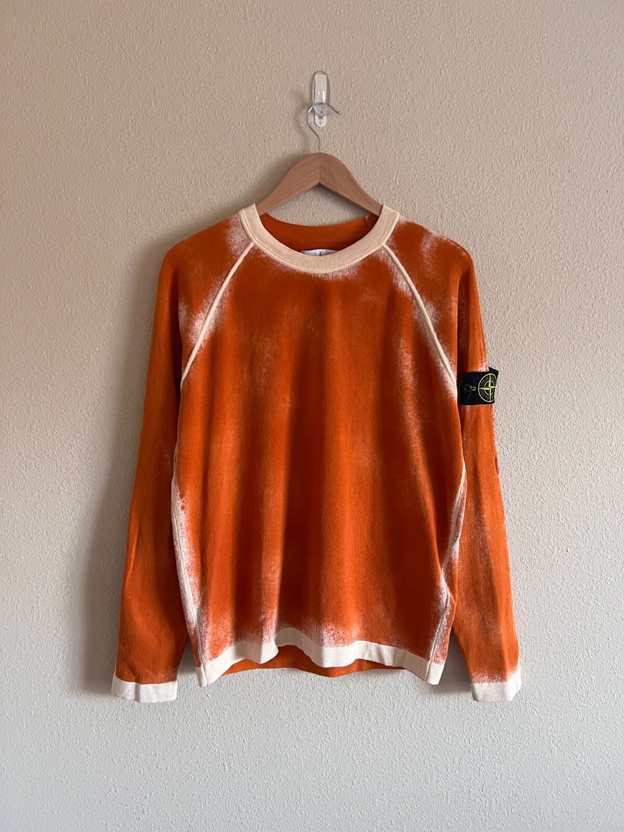 【送料&関税込】Stone  Cotton Sweater With Airbrushed Stone Island Airbrush Sweatshirt - Size Medium - Orange