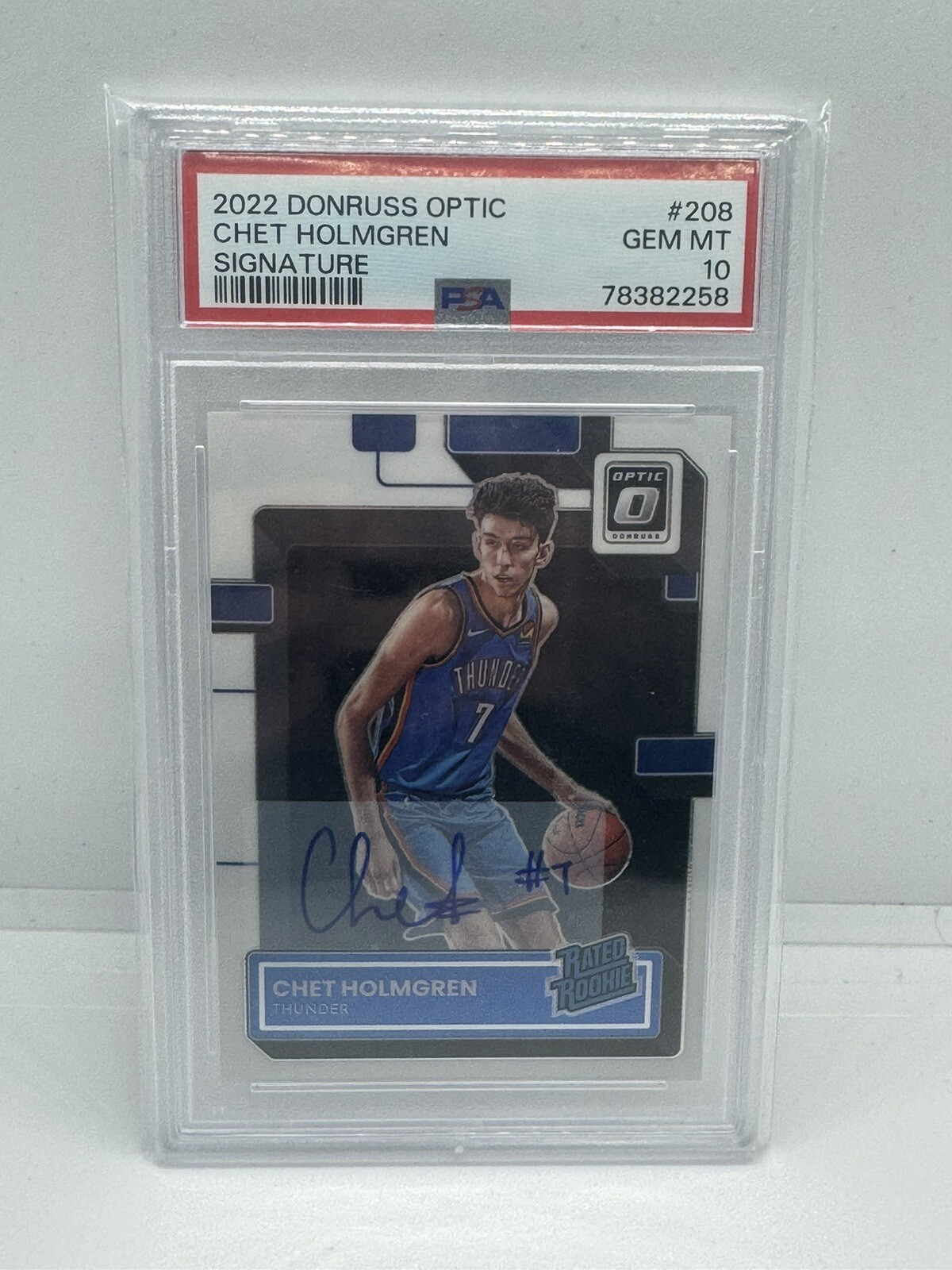 2022-23 Donruss Optic Chet Holmgren Rated Rookie Auto RC #208 PSA 10