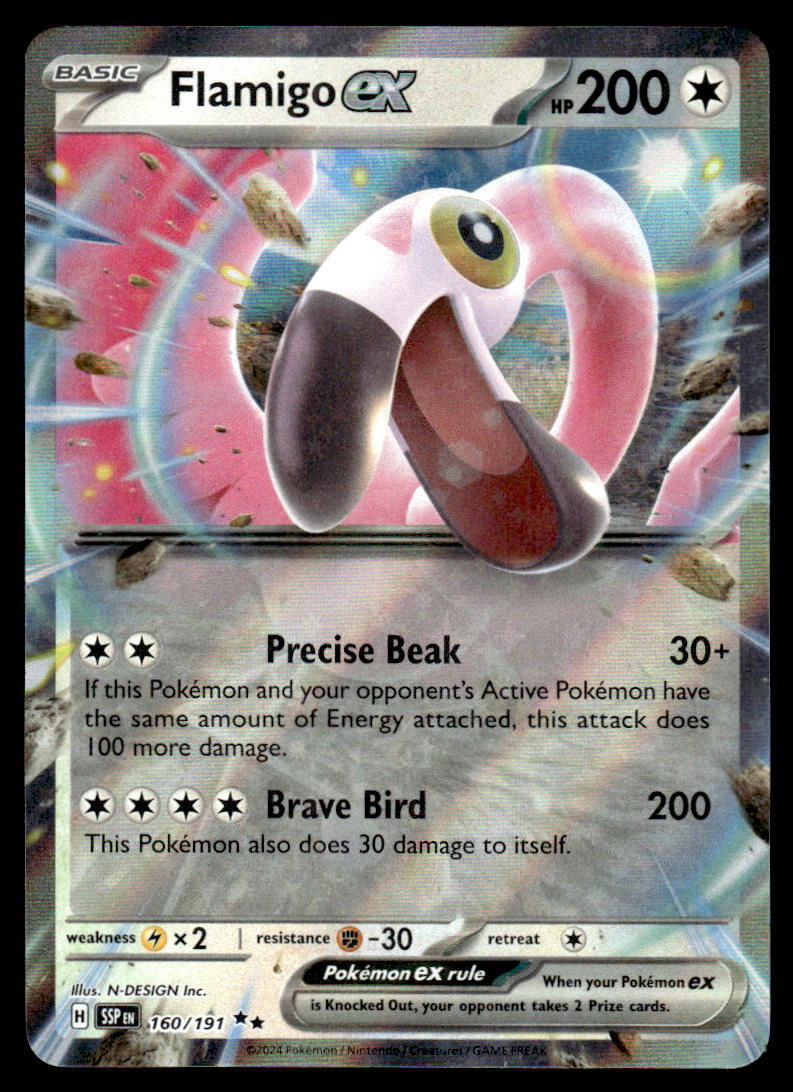 flamingo pokemon card value Flamigo (106/182) [Scarlet & Violet: Paradox Rift] Lightly Played [Electric] x2 Resistance Pokemon Trading Card Game Surging