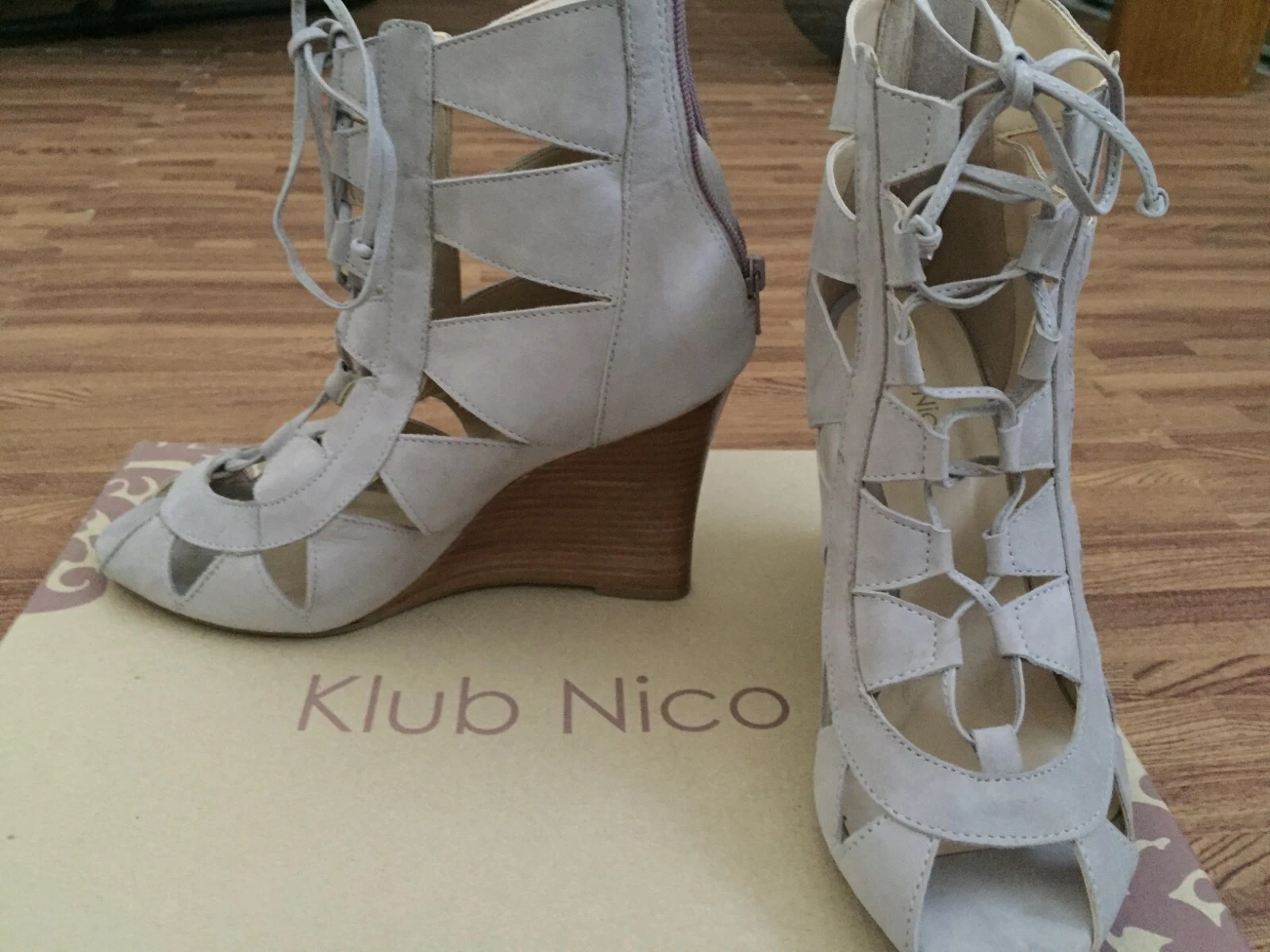 Anthropologie/KlubNico Gladiator Wedge Heels - cream color