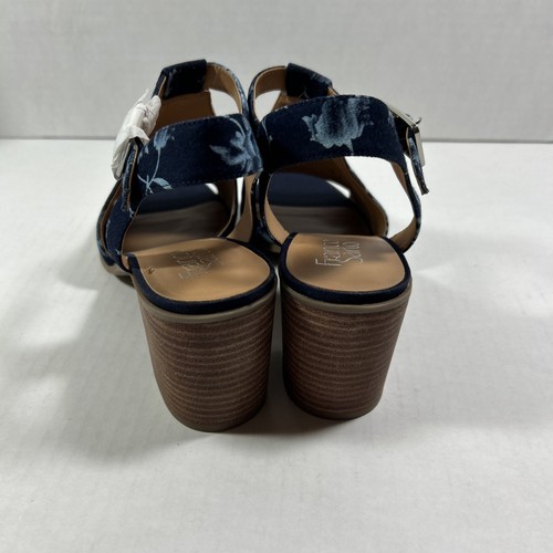 Sandalias Franko Sarto Azul Marino Floral Tacón Bloque 10 Medianas - Imagen 4 de 7