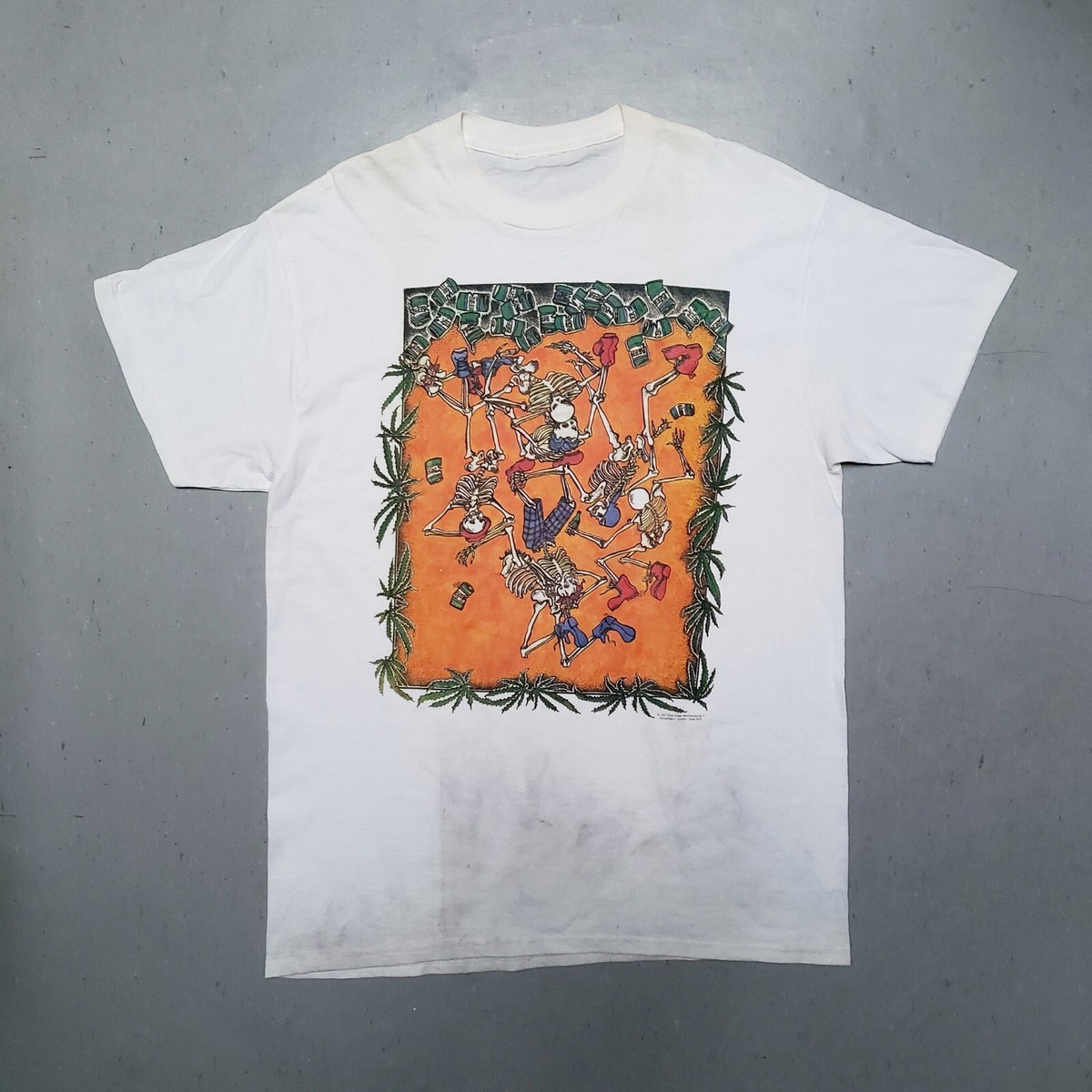 Vtg 90s GRATEFUL DEAD Weed Beer Tour Tshirt Skull Single