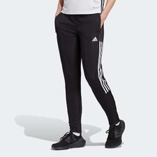 Adidas Trio 21 Women's XL Fleece 3 Stripes Soccer Track Pants Black White NWT