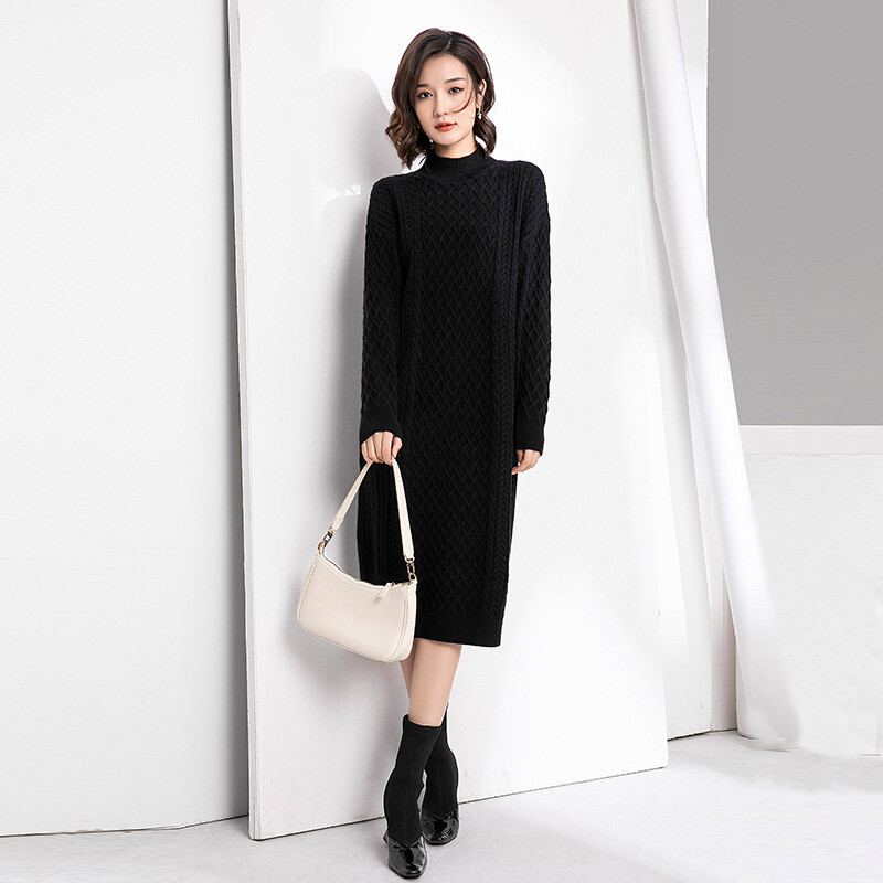 Sweater Dresses for Women Small Medium Large Size 4-14 Vintage Midi Black Brown-image
