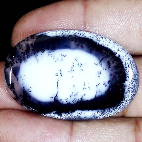 Opale dendrite 100% naturale cabochon ovale pietra preziosa antica 45,50 ct 30 x 45 x 4 mm BC-19 - Foto 2 di 11