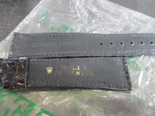Black New Rolex Leather crocodile Strap Band 20mm Fits Datejust/Day-Date - Picture 3 of 3