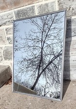 Vintage Mid Century White, Chrome Recessed Metal Medicine Cabinet w/ Mirror