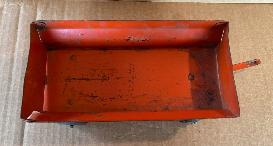 VHTF Vintage Allis Chalmers Farm Utility Barge Wagon Flare Box Orange - Image 3 of 4