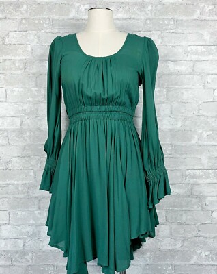 SELFIE LESLIE COCKTAIL FORMAL DRESS IN FOREST GREEN FLOWY BACKLESS SZ XS NEW