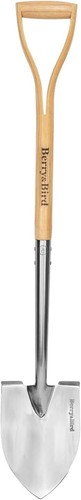Round Point Gardening Shovel with Wood D-Handle, 40.98" Stainless Steel Beach